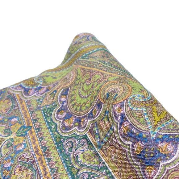 Auth ETRO - Khaki Dark Brown Multi Wool Silk Scarf - Picture 3 of 6